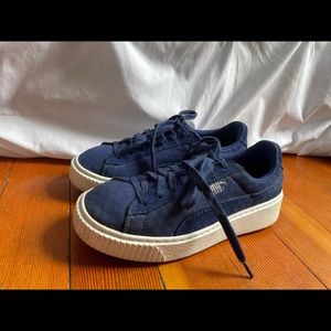 Cute blue puma platform sneakers